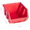 80 Piece Storage Bin Kit with Wall Panels - Red and Black