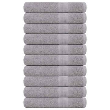 10 Pcs Grey Cotton Towels - 100x200 cm, Soft & Absorbent