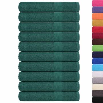 Sauna Towels 10 pcs Green 80x200 cm - 100% Cotton, 360gsm