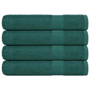 Green Cotton Towels 4 pcs 100x200 cm 360 gsm - Soft & Absorbent