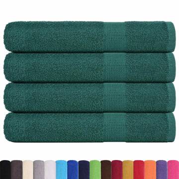 Green Cotton Towels 4 pcs 100x200 cm 360 gsm - Soft & Absorbent