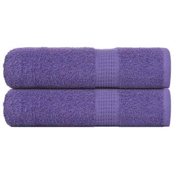 Hand Towels 2 pcs Purple 50x100 cm | 100% Cotton | HipoMarket