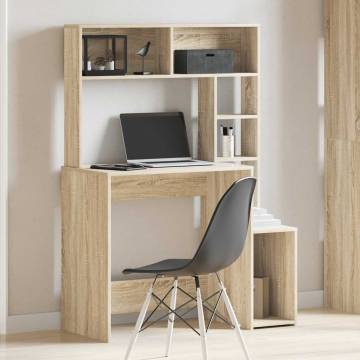 Sonoma Oak Desk with Shelves | Stylish & Durable 100x45x140 cm