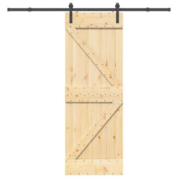 Sliding Door with Hardware Set 70x210 cm Solid Pine | HipoMarket