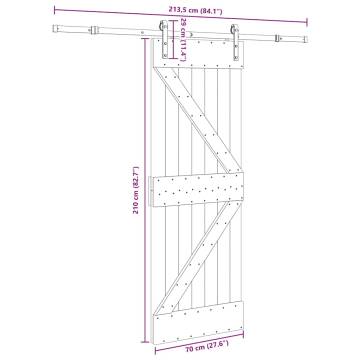 Sliding Door with Hardware Set 70x210 cm Solid Pine | HipoMarket