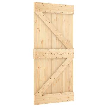 Sliding Door with Hardware Set - Solid Pine Wood 96x210 cm