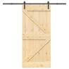 Solid Wood Pine Sliding Door with Hardware Set - 95x210 cm