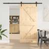 Solid Wood Pine Sliding Door with Hardware Set - 95x210 cm