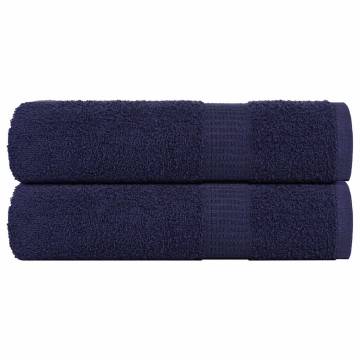 Navy Blue Shower Towels 2 pcs - 100% Cotton, 70x140 cm