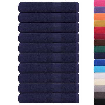 10 Pcs Navy Blue Sauna Towels - 100% Cotton, 360 gsm, Hygienic