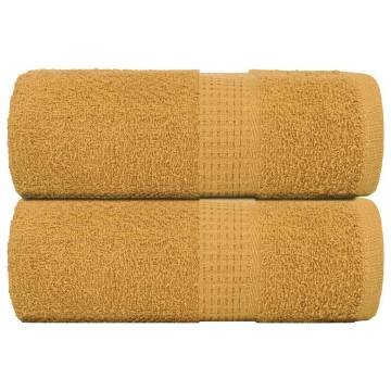 Guest Towels 2 pcs Gold 30x50 cm 100% Cotton - Soft & Absorbent