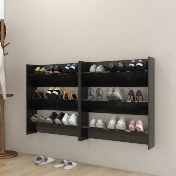 Stylish High Gloss Black Wall Shoe Cabinets - Organize Your Space