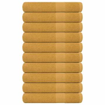 Premium 10 pcs Sauna Towels - 100% Cotton, Gold, 80x200 cm