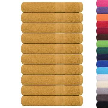 Premium 10 pcs Sauna Towels - 100% Cotton, Gold, 80x200 cm