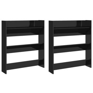 Stylish High Gloss Black Wall Shoe Cabinets - Organize Your Space