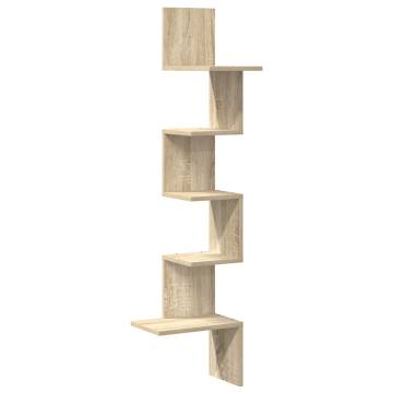 Wall Corner Shelf Sonoma Oak - 32x32x127.5 cm | HipoMarket