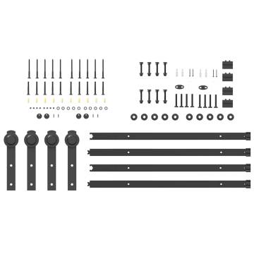 Sliding Door Hardware Kit 183 cm Steel Black - Hipomarket UK