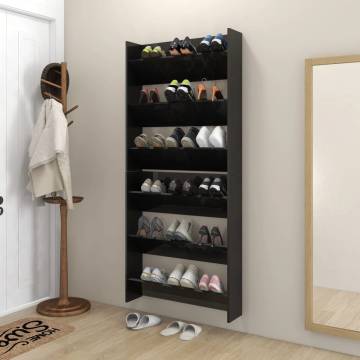 Stylish High Gloss Black Wall Shoe Cabinets - Organize Your Space