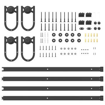 Sliding Door Hardware Kit 183 cm Steel Black - Hipomarket