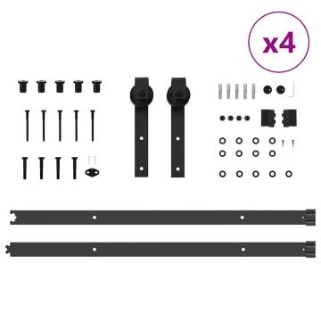 Sliding Door Hardware Kit 213.5 cm Steel Black - Easy Installation