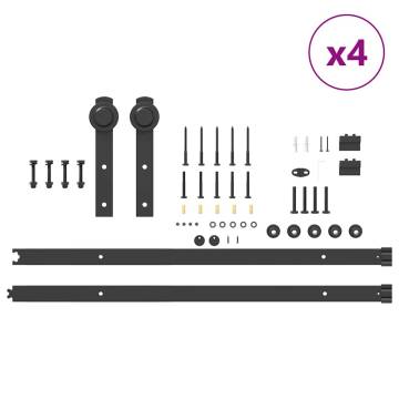 Sliding Door Hardware Kit 200 cm Black Steel - Durable & Quiet