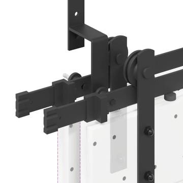 Sliding Door Hardware Kit 200 cm Black Steel - Durable & Quiet