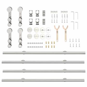 Sliding Door Hardware Kit 183 cm - Stainless Steel Silver