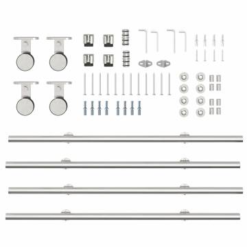 Sliding Door Hardware Kit 183 cm - Stainless Steel Silver