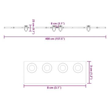 Premium Sliding Door Hardware Kit 200 cm Steel Black