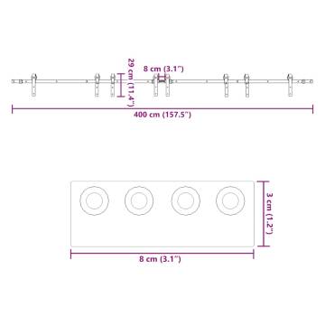 Sliding Door Hardware Kit 200 cm Steel Black - Durable & Reliable