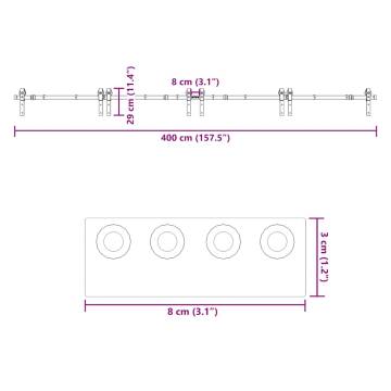 Sliding Door Hardware Kit 200 cm Steel Black - Hipomarket