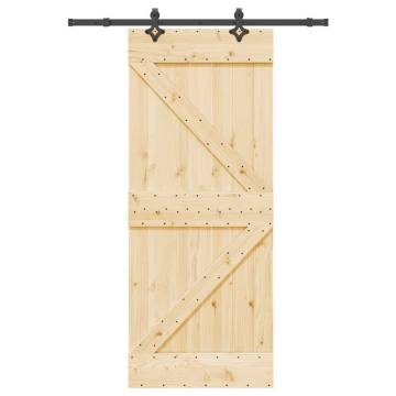 Sliding Door with Hardware Set - Solid Pine Wood 85x210 cm