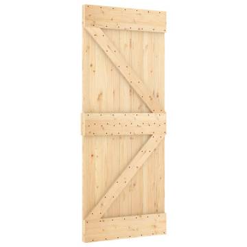 Sliding Door with Hardware Set - Solid Pine Wood 85x210 cm