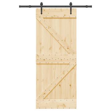 Pine Sliding Door with Hardware Set - 85x210 cm | HipoMarket