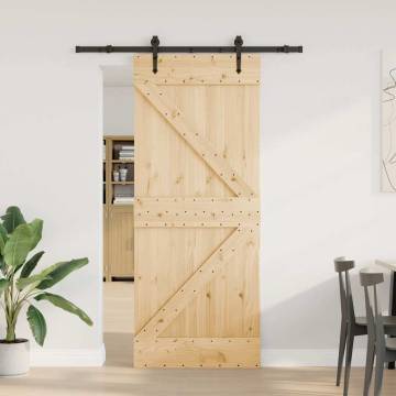 Pine Sliding Door with Hardware Set - 85x210 cm | HipoMarket