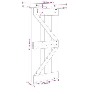 Pine Sliding Door with Hardware Set - 85x210 cm | HipoMarket