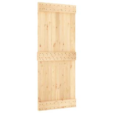 Sliding Door with Hardware Set - Solid Wood Pine 85x210 cm