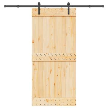 Solid Wood Pine Sliding Door 95x210 cm with Hardware Set