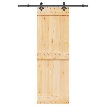 Sliding Door with Hardware Set 70x210 cm Solid Wood Pine