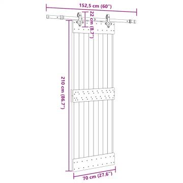 Sliding Door with Hardware Set 70x210 cm Solid Wood Pine