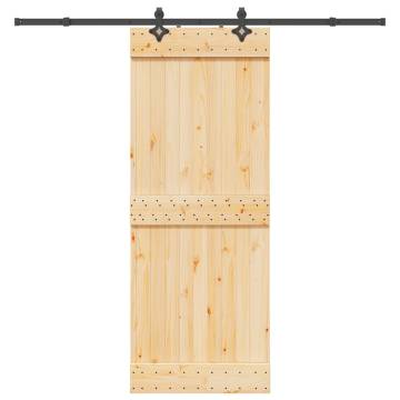 Pine Sliding Door 80x210 cm with Hardware Set - Stylish & Secure