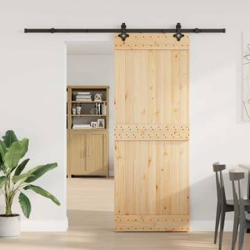 Pine Sliding Door 80x210 cm with Hardware Set - Stylish & Secure