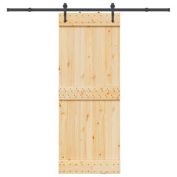 Sliding Door with Hardware Set - Solid Pine 80x210 cm