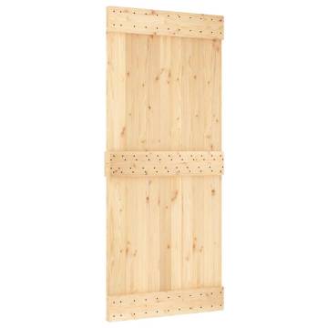 Solid Pine Sliding Door with Hardware Set - 90x210 cm