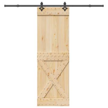 Sliding Door with Hardware Set - Solid Pine Wood 70x210 cm