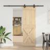 Sliding Door with Hardware Set - Solid Pine Wood 70x210 cm