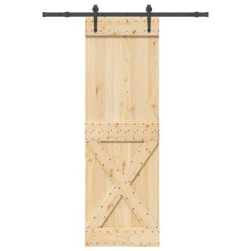 Sliding Door with Hardware Set - Solid Pine Wood 70x210 cm