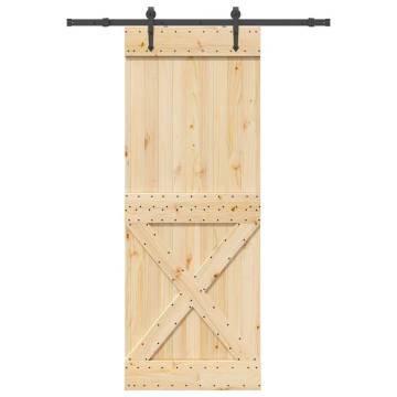 Sliding Door with Hardware Set - Solid Pine 85x210 cm