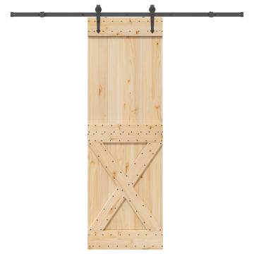 Sliding Door with Hardware Set - Solid Pine Wood 70x210 cm