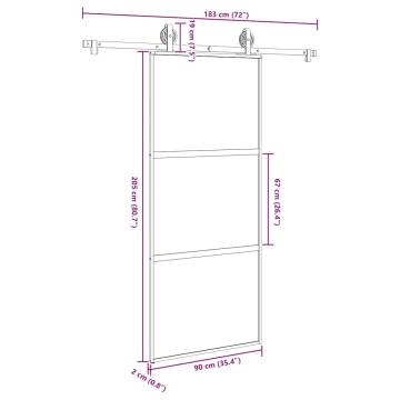 Modern Sliding Door with Hardware Set | 90x205 cm Glass & Aluminium